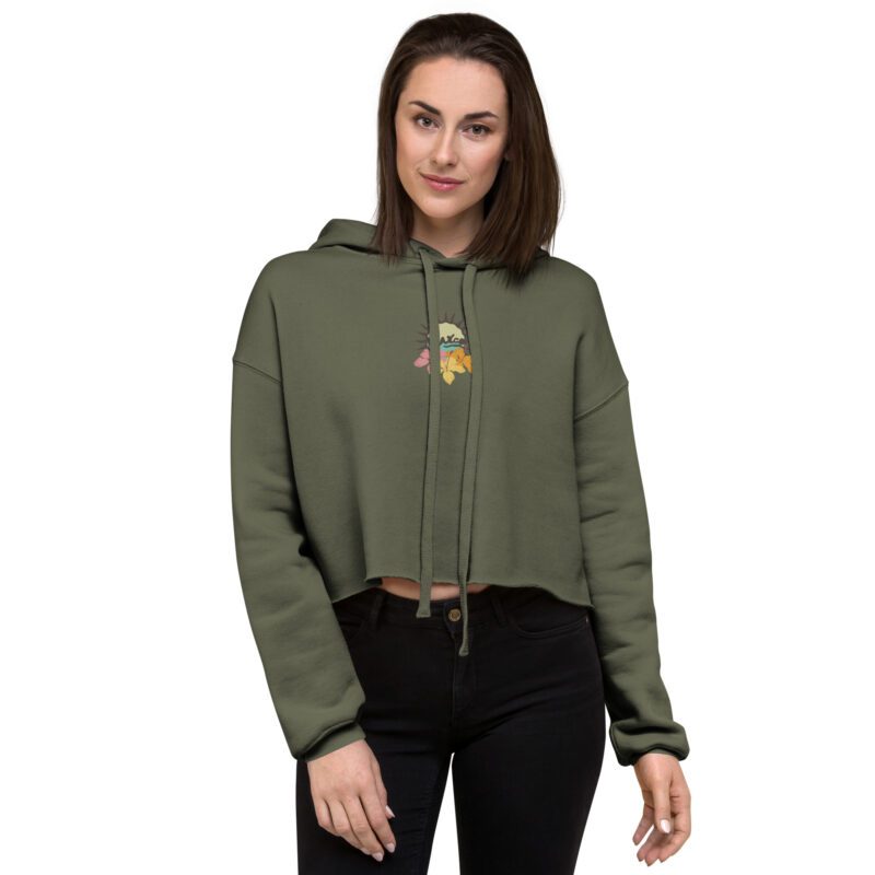 womens cropped hoodie military green front 65c78baccf0fd