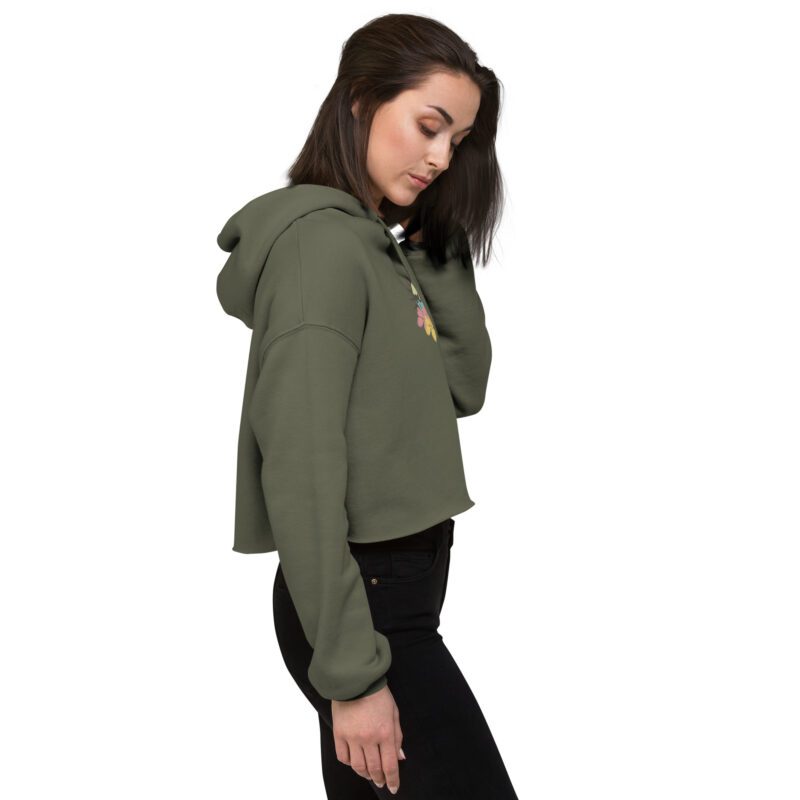 womens cropped hoodie military green right front 65c78baccf52b