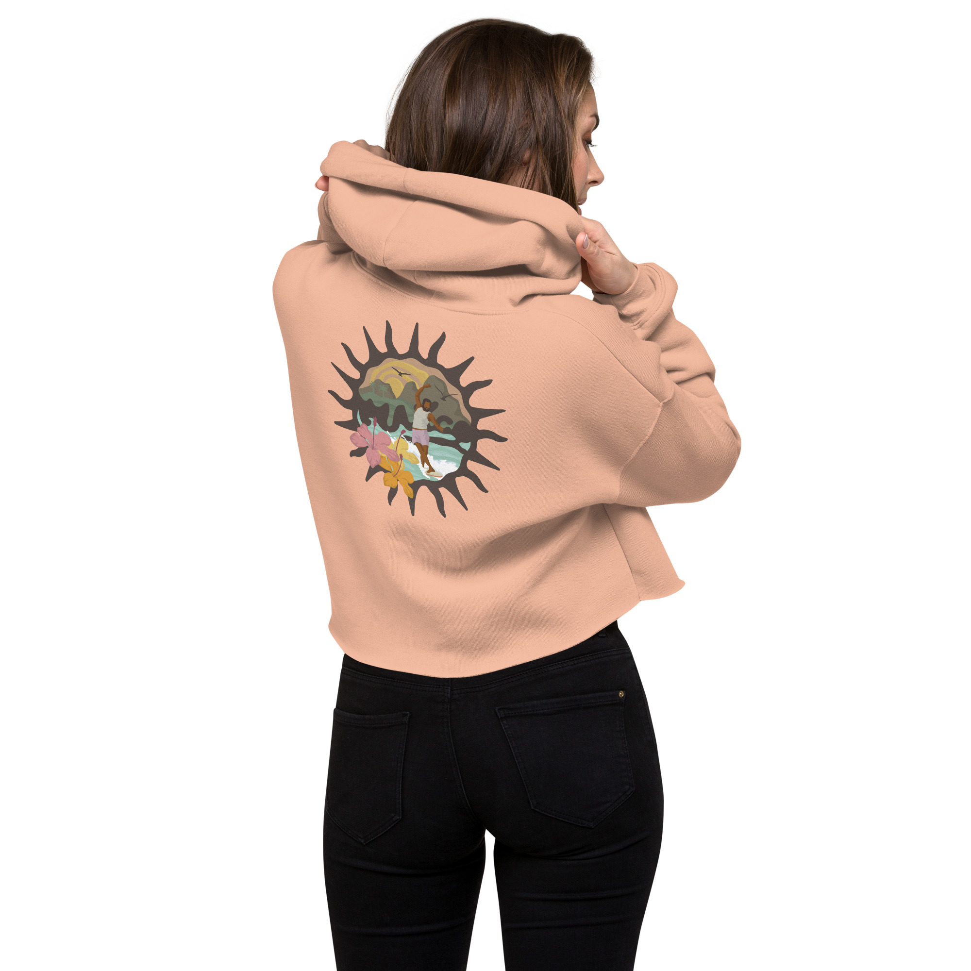 womens cropped hoodie peach back 65c78bacd0092